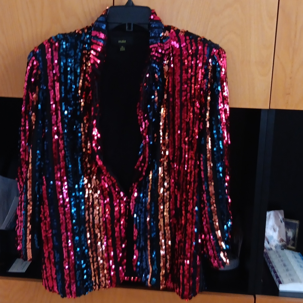 Sequin Striped Jacket - Multicolor - image 1